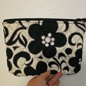 Vera Bradley Black and Cream Floral Cosmetic Bag